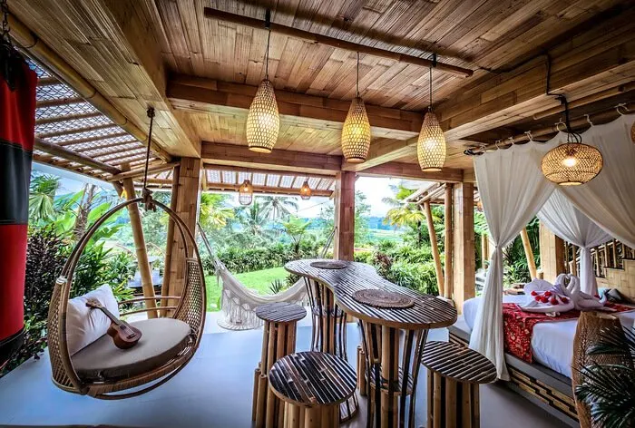 magic hills bali bamboo house princess house open plan living room