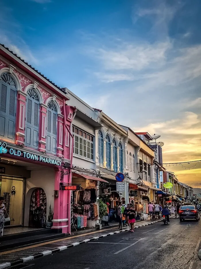 phuket old town buildings thalang road