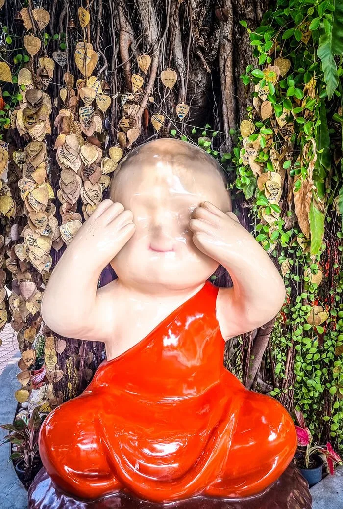 buddha surrounded by gold leaves